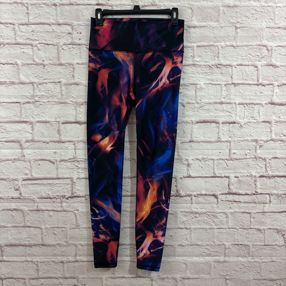 Old Navy M Legging High Rise Powersoft Go Dry Blue Purple Orange Galaxy Print